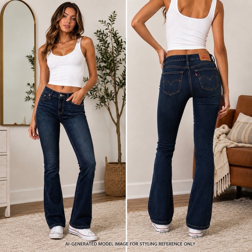 Levi's 715 Bootcut Jeans Women's 25 Dark Wash Stretch Low Rise W25 L32